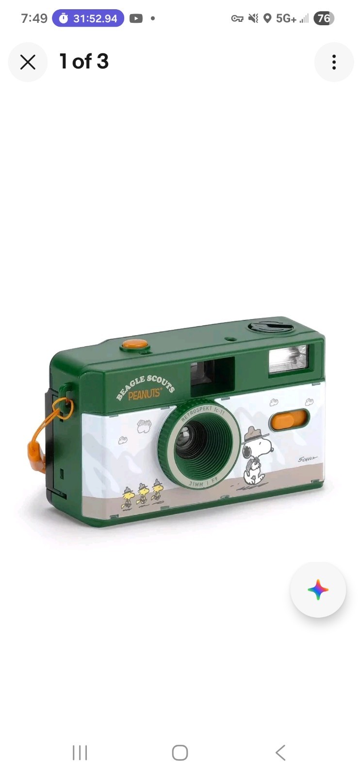 Retrospekt Snoopy Peanuts Beagle Scouts FC-11 35mm 135 Reusable Film Camera NEW