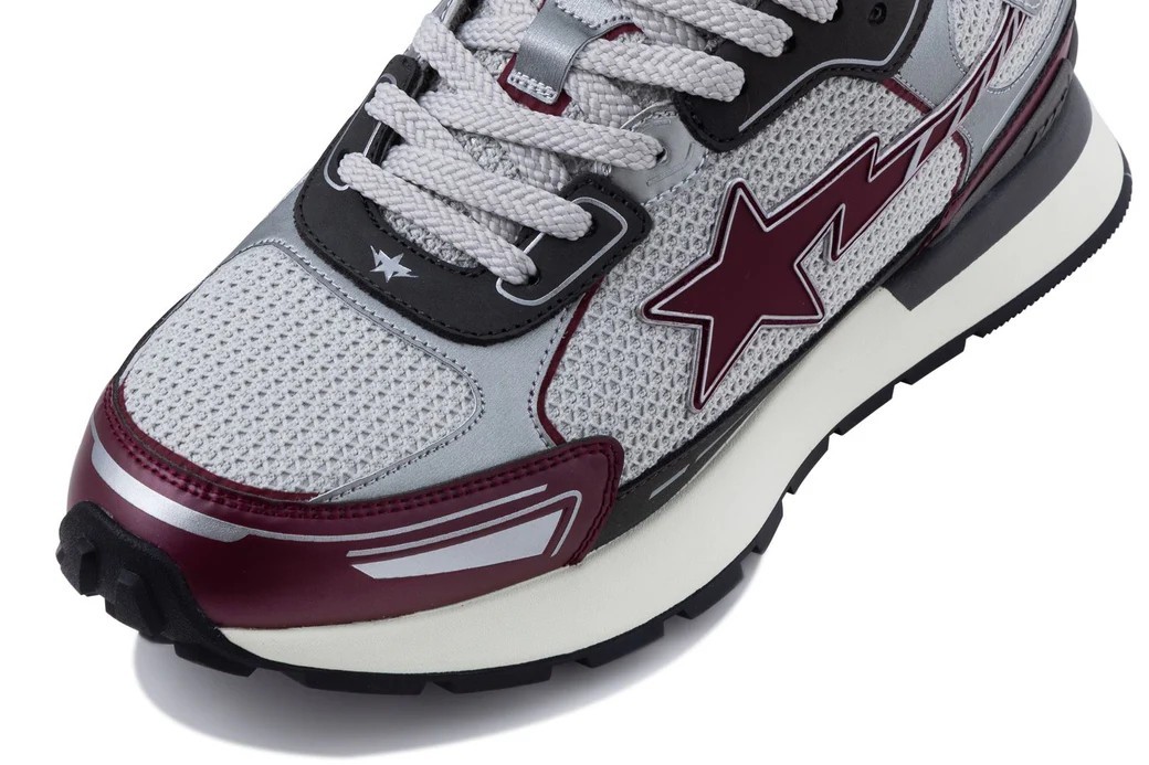 A BATHING APE BAPE CROSS STA #1 1L30 191 318 BURGUNDY Men Shoes