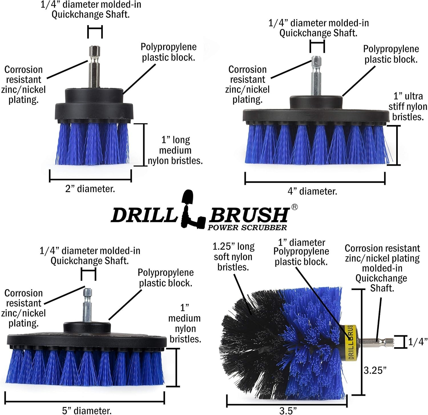 Medium Stiffness Aquatic Brush Set for Efficient Boat & Aquarium Cleaning