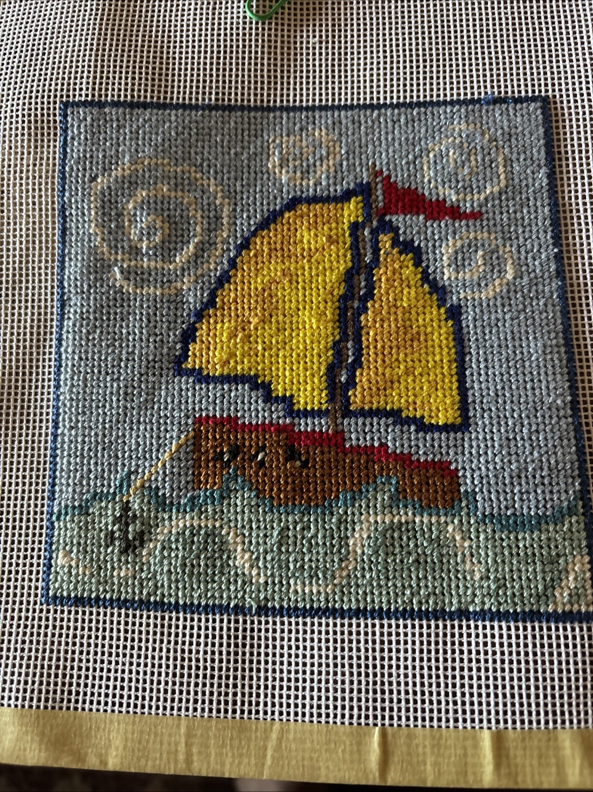Sailing Sailing Needlepoint Canvas Stitched Madeline Lake