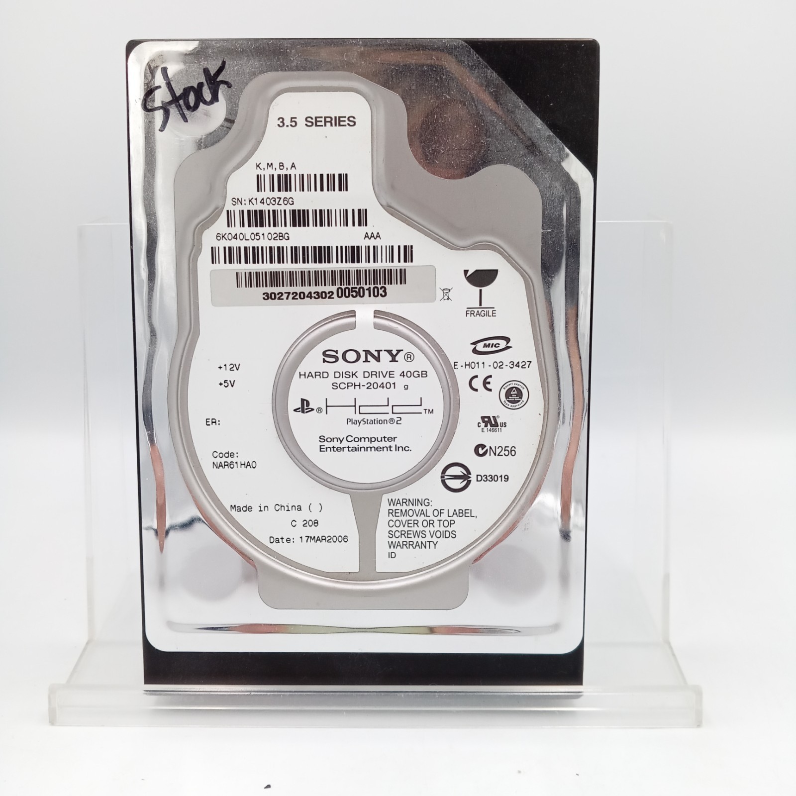 OEM Sony PS2 40GB HDD Hard Drive PlayStation 2 Authenthic Tested Working 0103