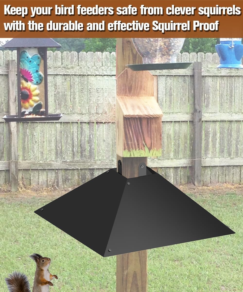 Queension Metal Squirrel Baffle for 4x4 Post, 17 Inch 1 pcs, Black