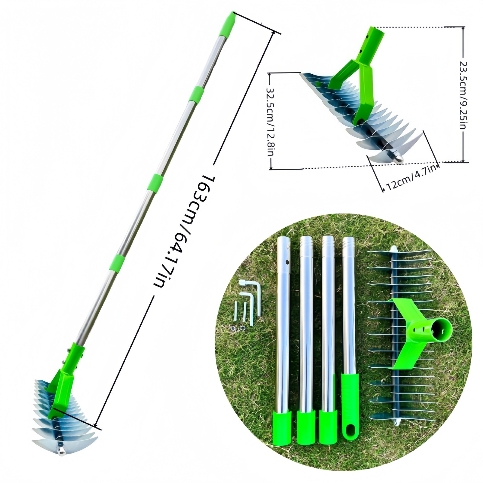 Lawn Dethatcher Rakes 13in Thatch Rake Dead Grass Remover Length Adjustable