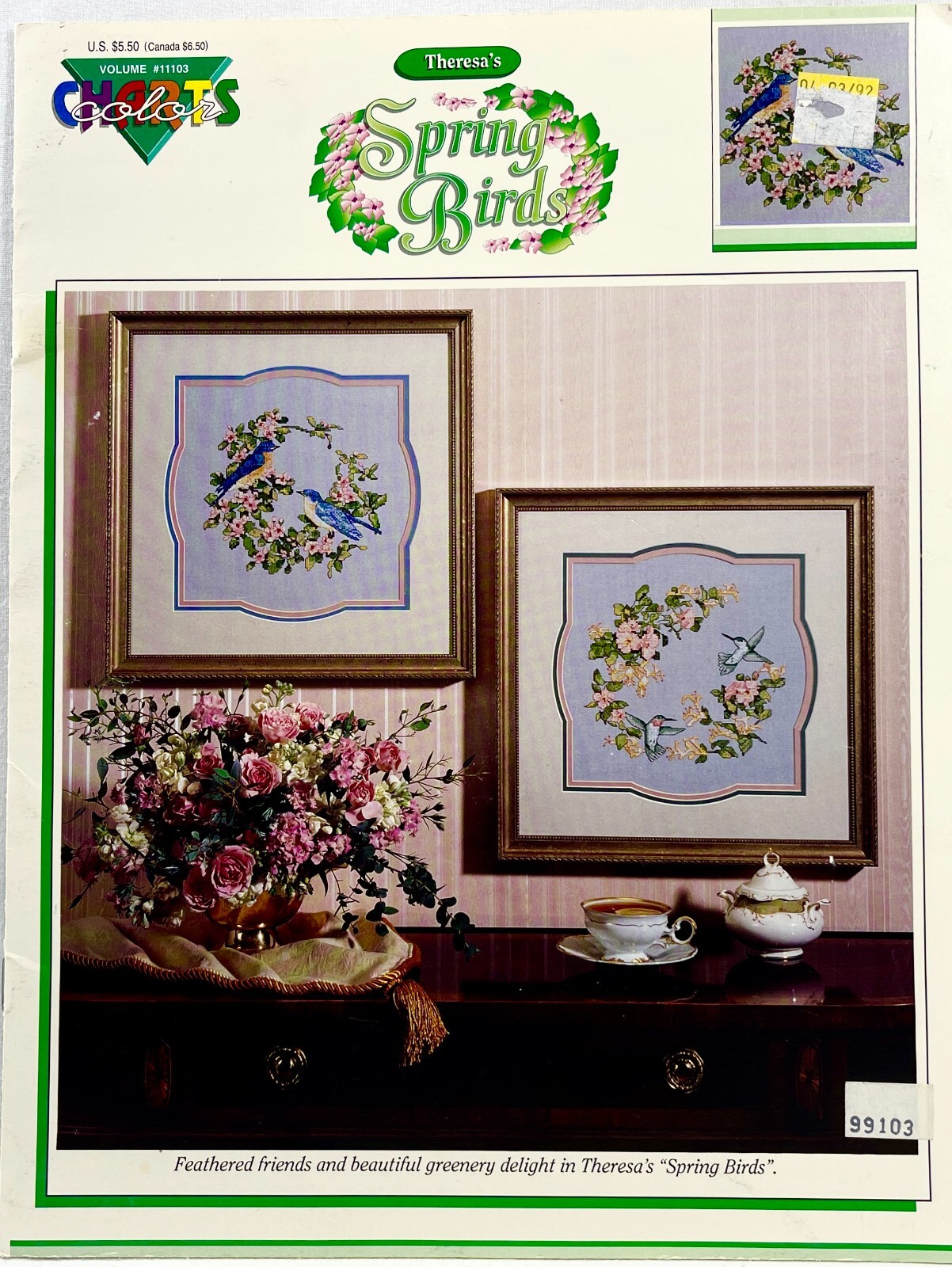 1991 Color Charts Spring Birds 11103 Counted Cross Stitch Pattern Book Vtg 14182