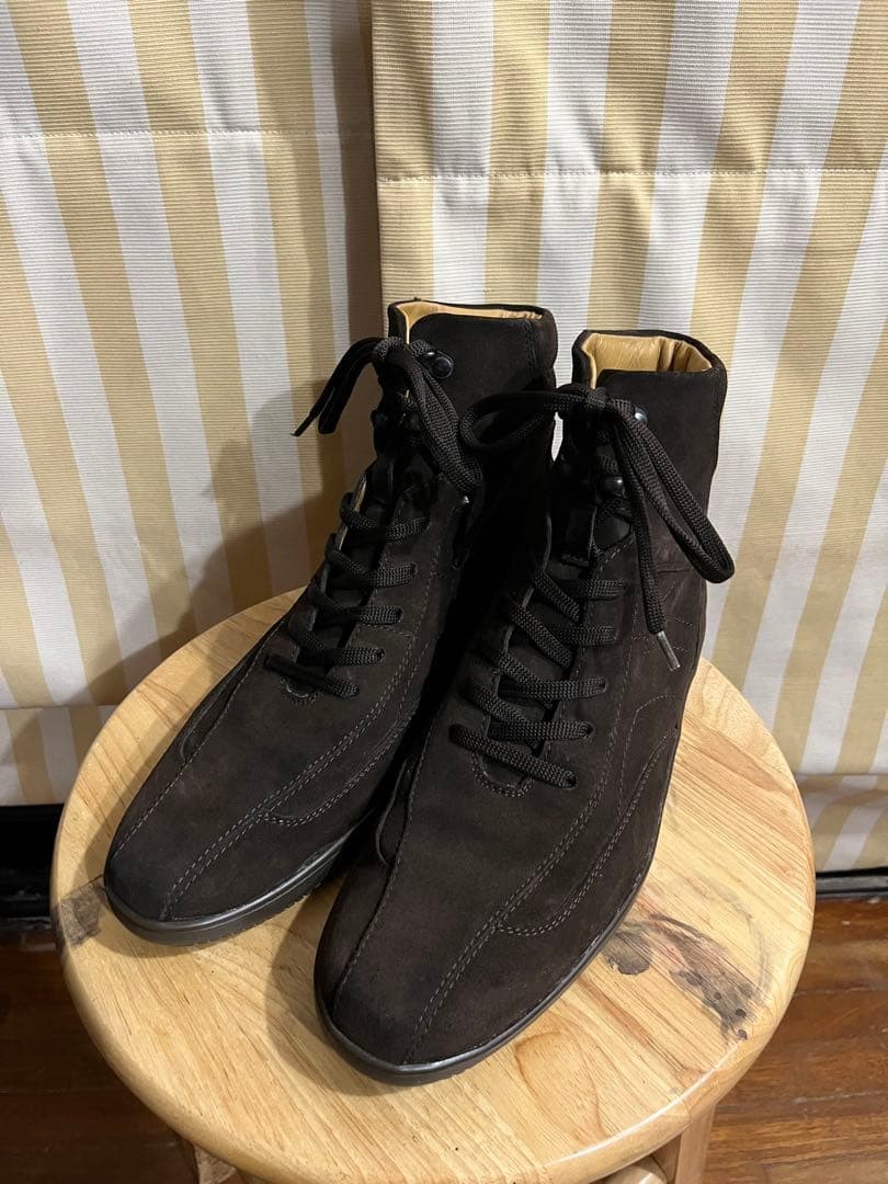 Salvatore Ferragamo Brown Suede High Top Sneakers Men's 6.5 US7.5 EE Excellent