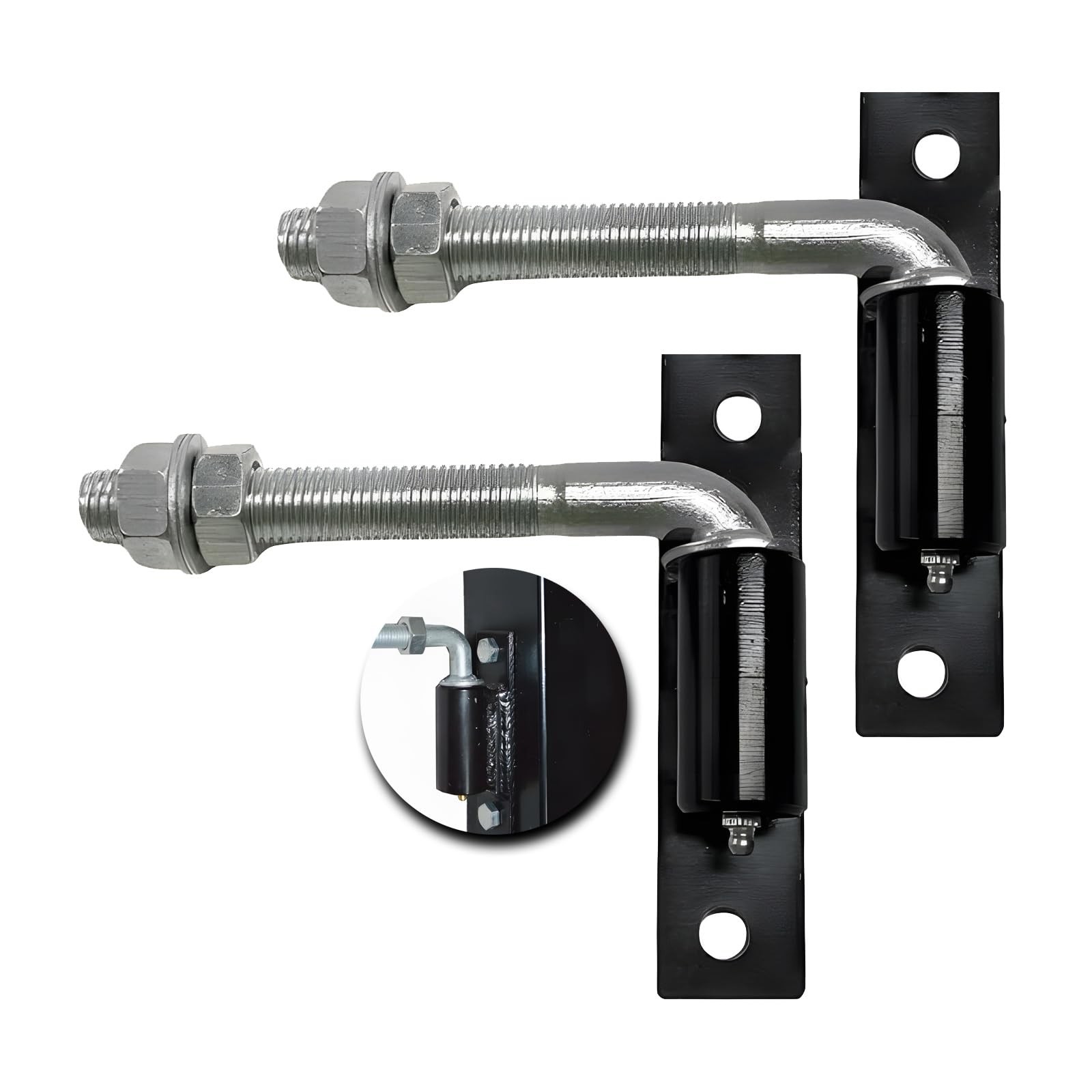 Heavy Duty Steel JBolt Hinge With Plate Welded Driveway Gate Hinge 2 Pack