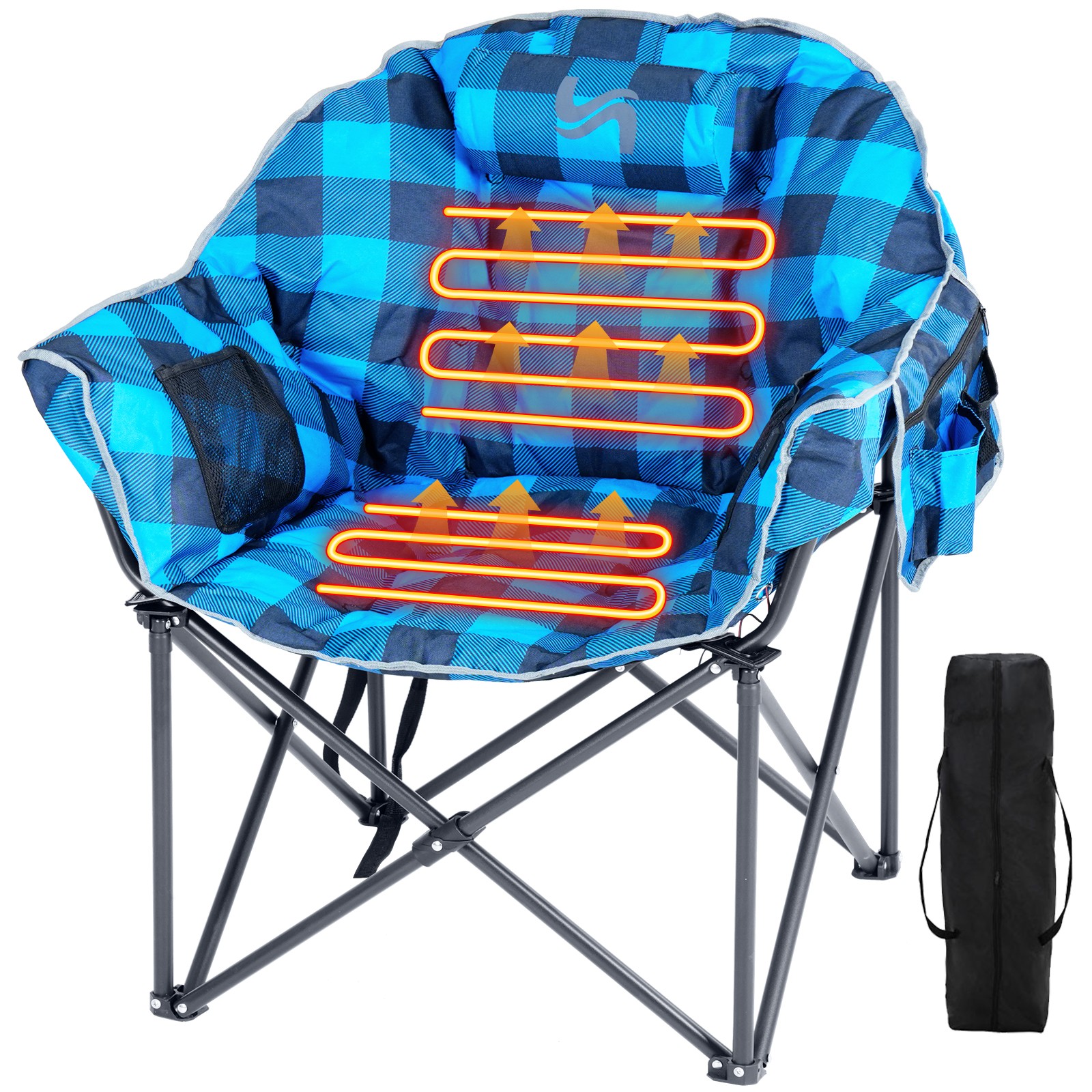 NAIZEA Oversized Heated Camping Chair Fully Thick Padded with Back Seat Heating