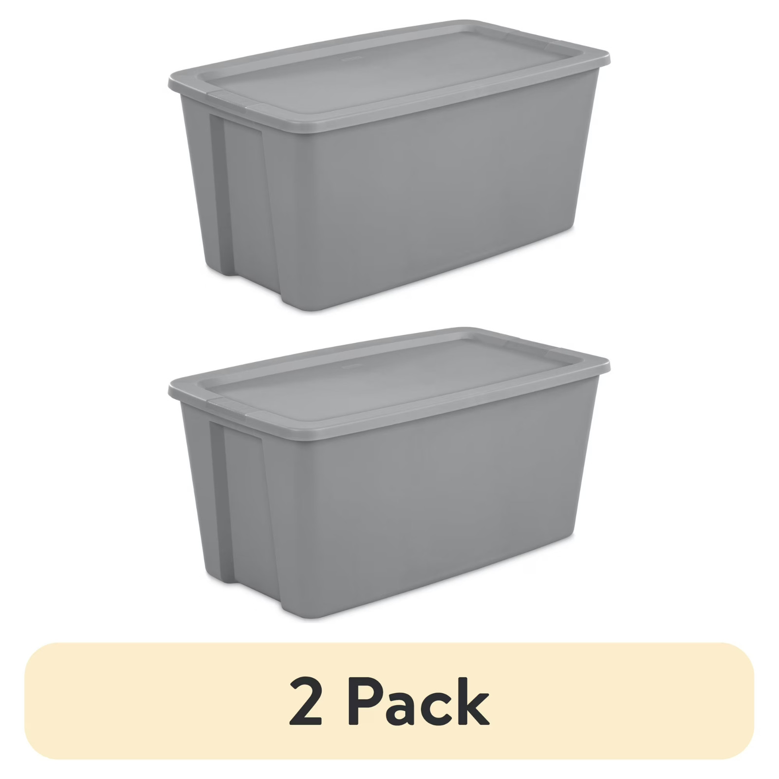 Sterilite 50 Gallon Tote, Plastic Storage Bin with Snap-on Lid, Gray - 2 Pack