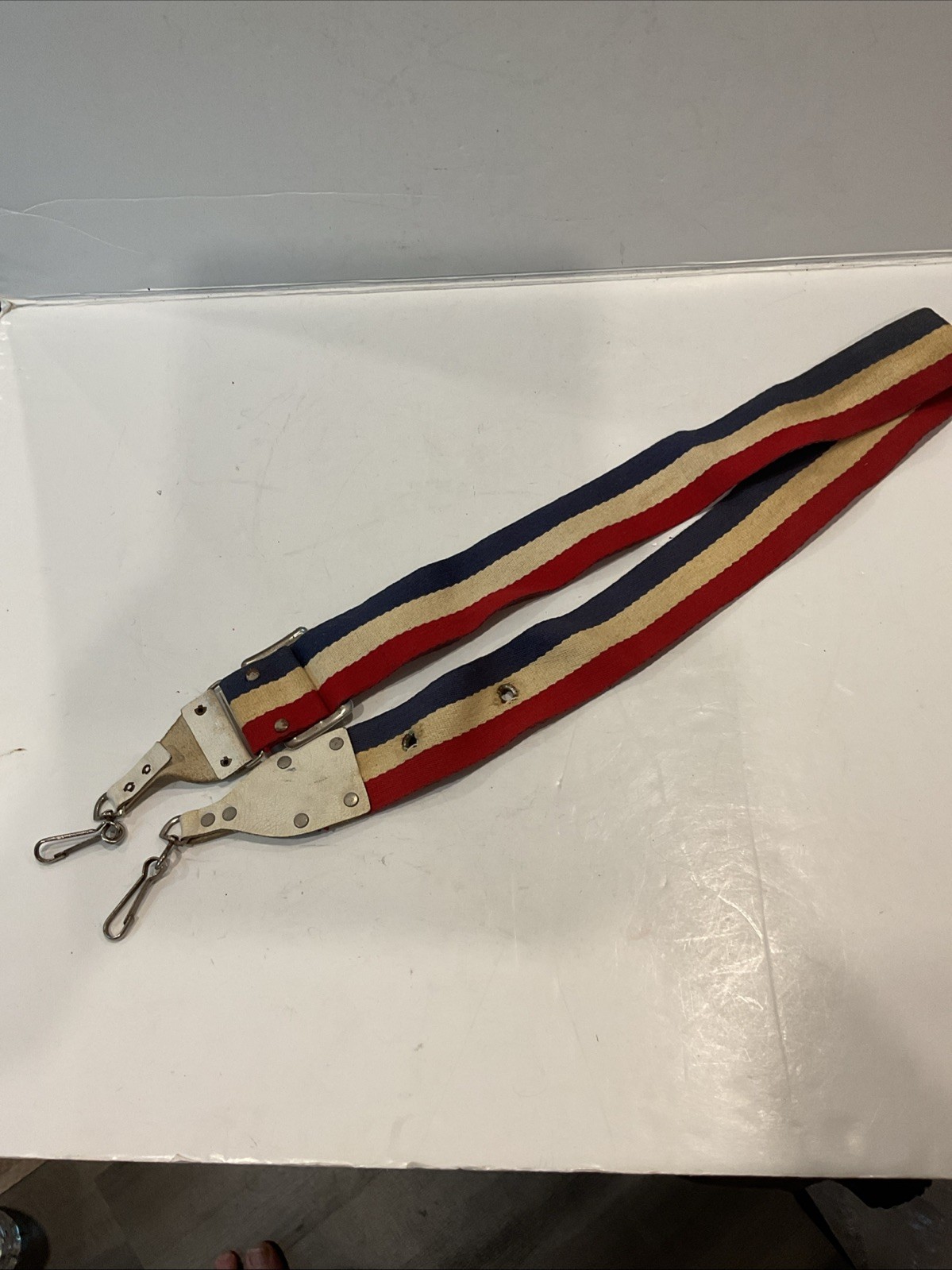 Vintage 1970's Stripe Red / Whit/ Blue Wide Adjustable Neck Shoulder Strap 2”