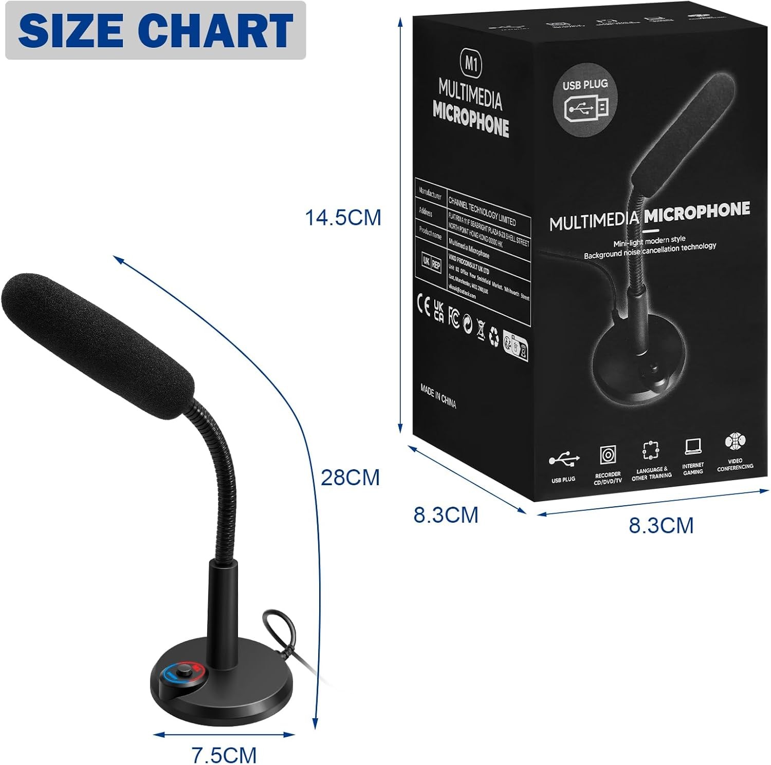 USB Computer Microphone with RGB Breathing Light — 1.5m Cable, Plug & Play Des