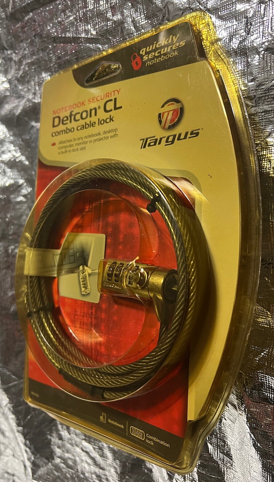 Targus Defcon CL Laptop Notebook Security Combination Lock & Cable PA410U New