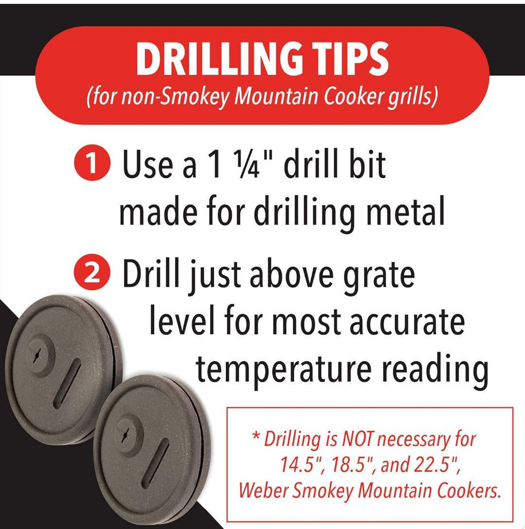 IMPRESA 2 Pack Thermometer and Probe Grommet for Grills - Compatible with Weber