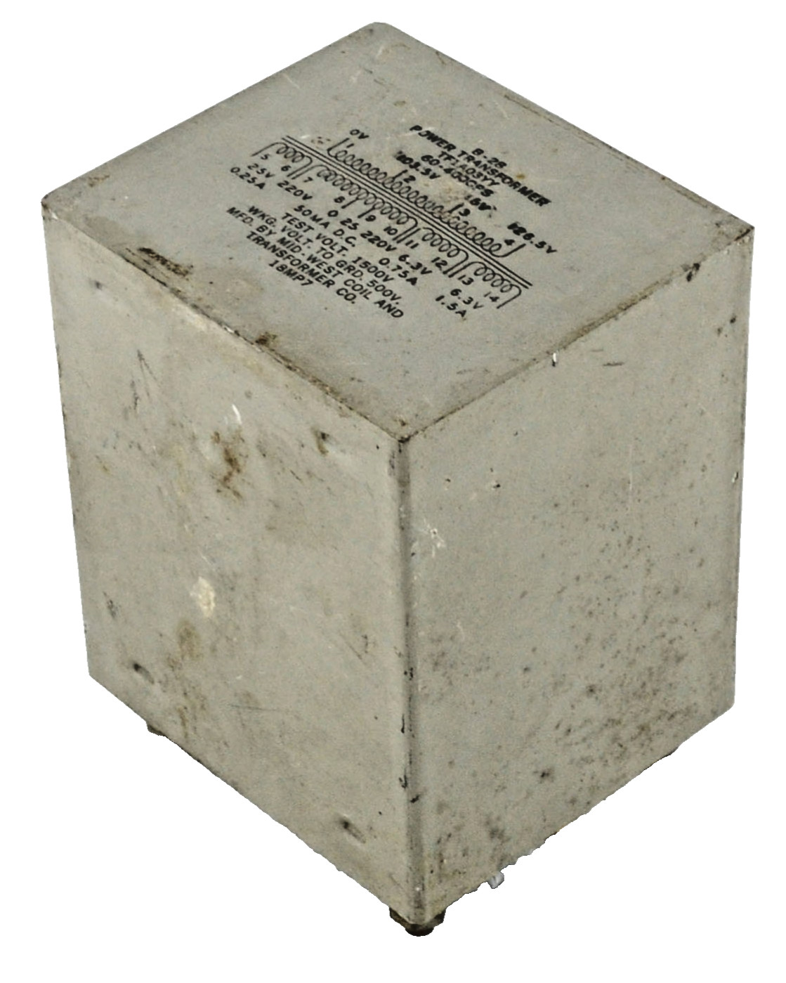 Mid-West Coil B-28 Military Power Transformer TF1A03YY Potted 60-400Hz Tube Amp
