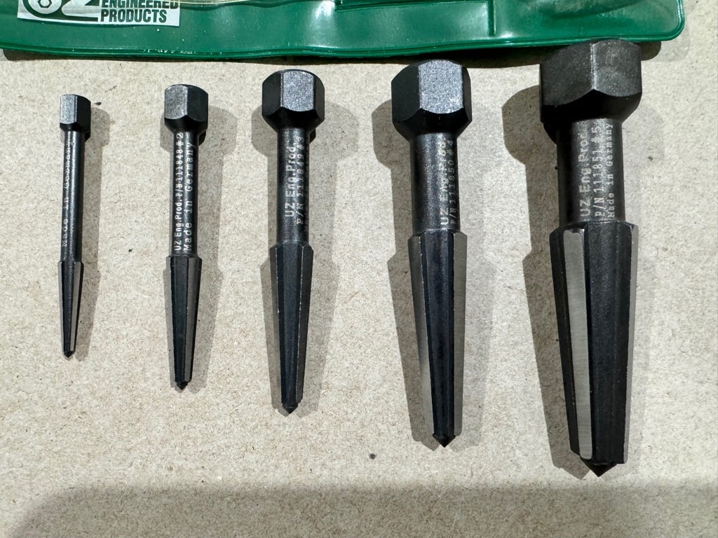 UZ 5-Pc. Dual Action Screw Extractor set, Made in Germany (READ DESCRIPTION)