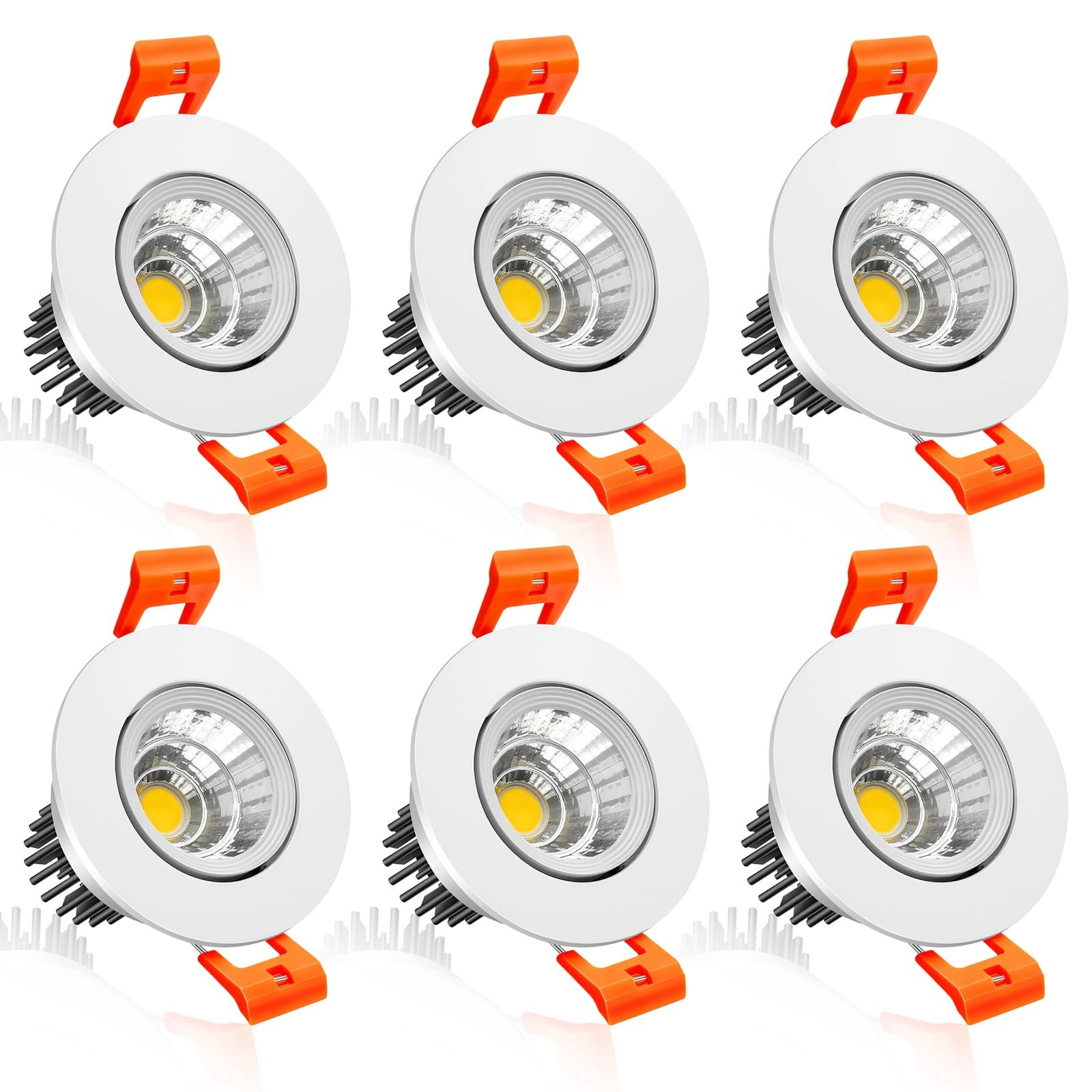 inShareplus 2 Inch LED Downlight, 3W White/6Pack, 5000k(Daylighting White)
