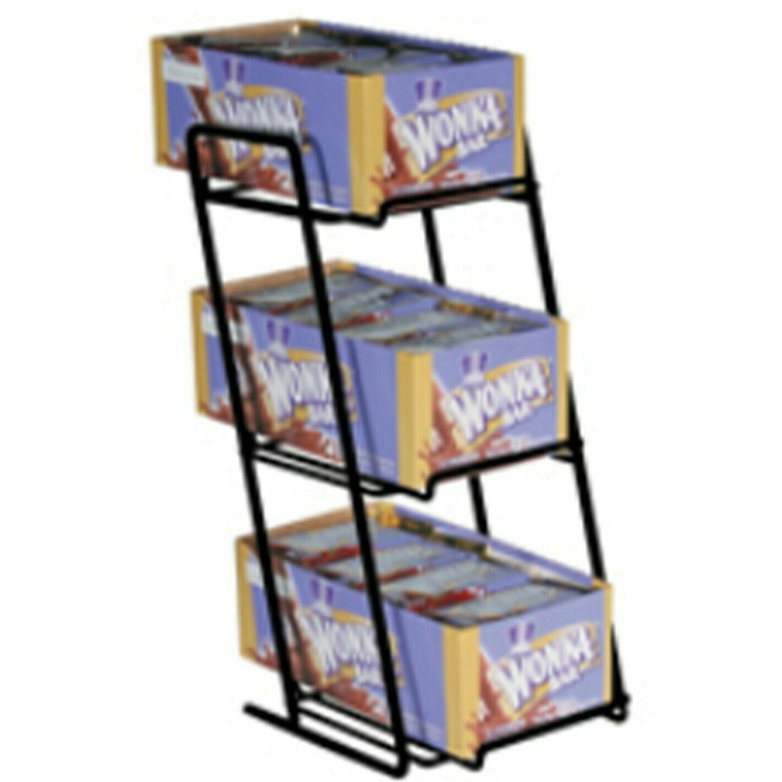 3 Tier Slant Back Snacks, Gum, and Candy Box Display Rack Black