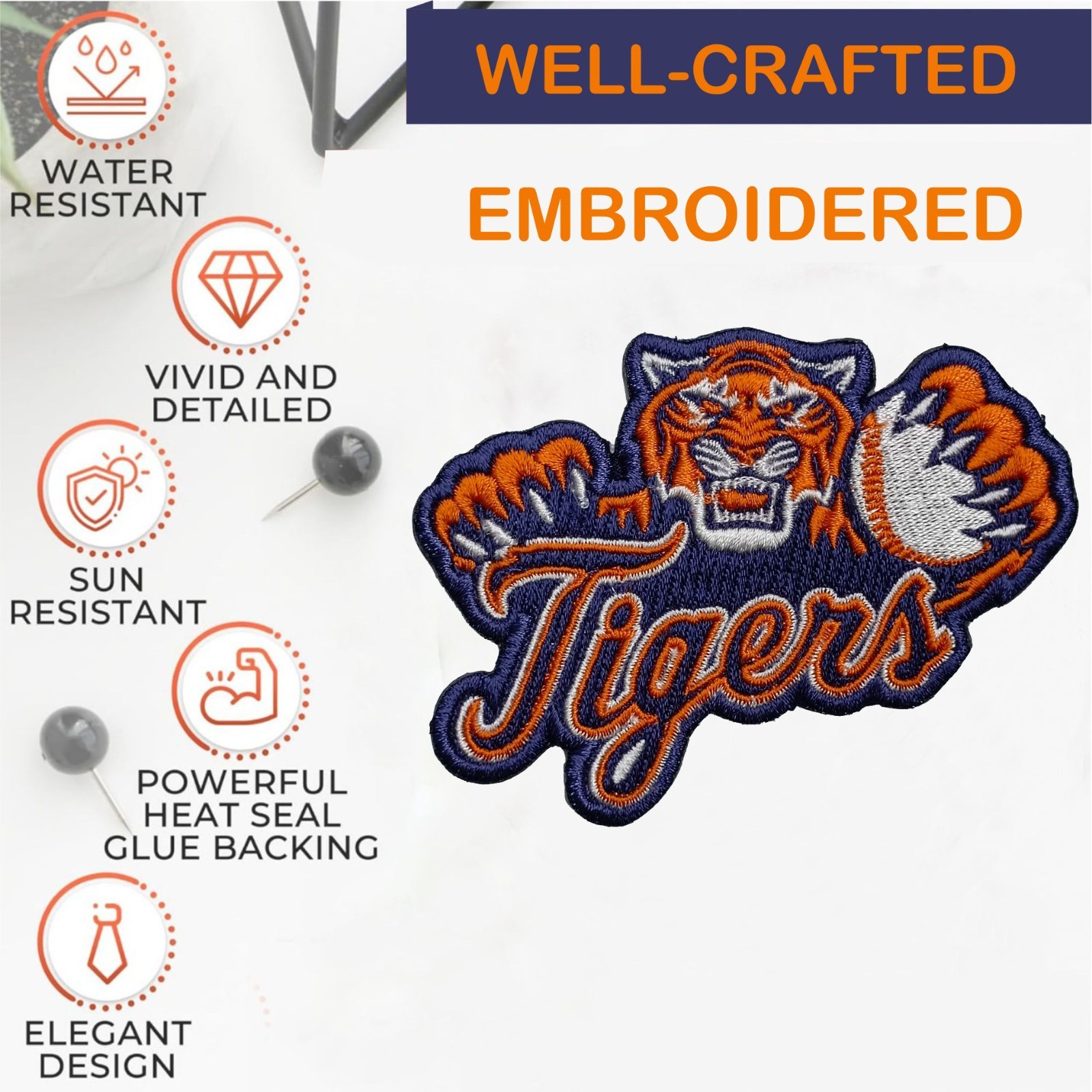 Detroit Tigers MLB Baseball Team Logo Iron On Patch-Sew Patch-Embroidered Patch