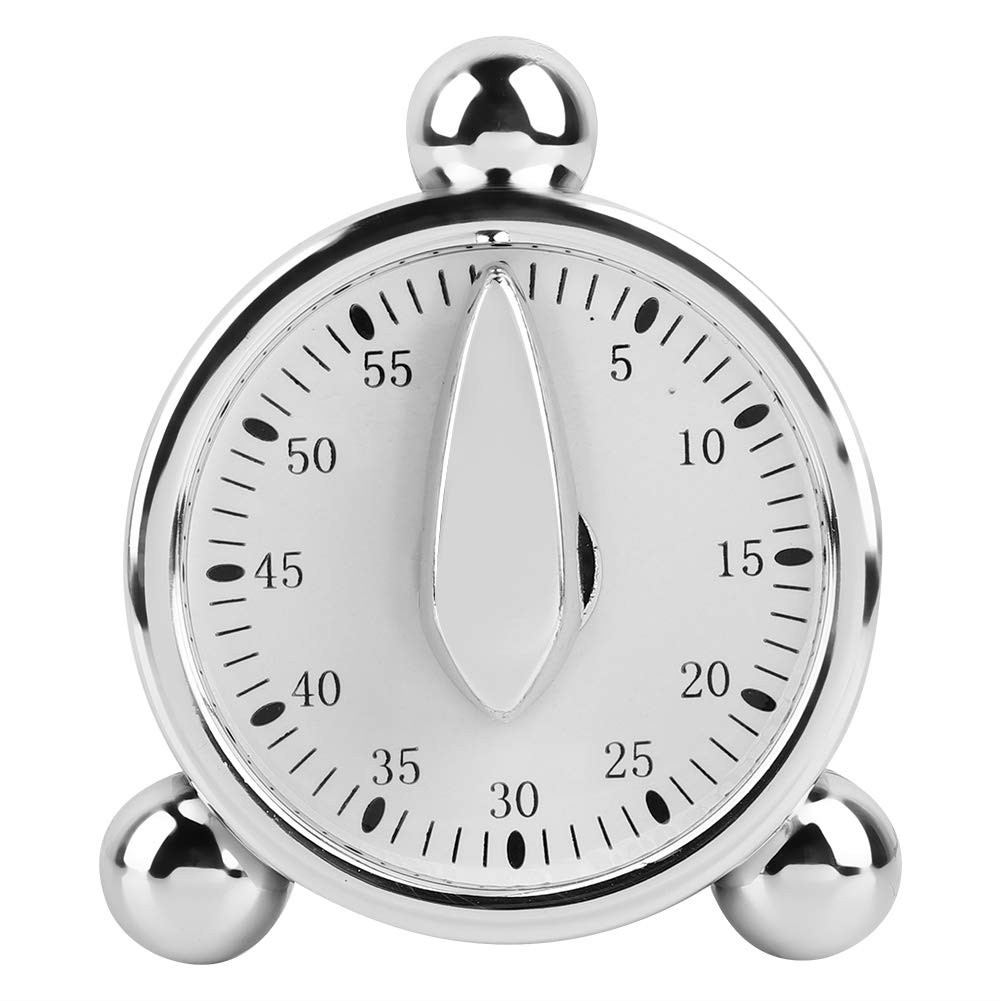Manual Kitchen Timer 60 Minutes Stainless Steel Visual Countdown with Alarm f...