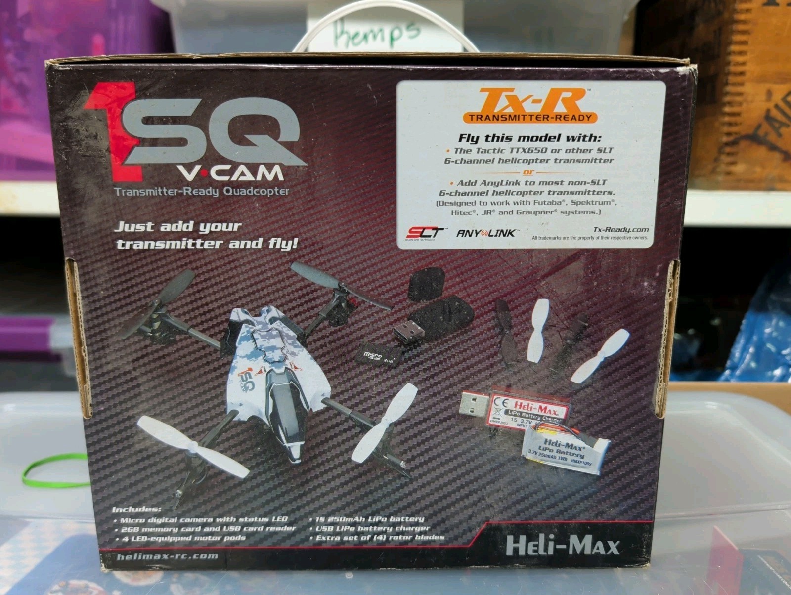HELI-MAX 1SQ V-CAM TRANSMITTER READY QUADCOPTER OPEN BOX