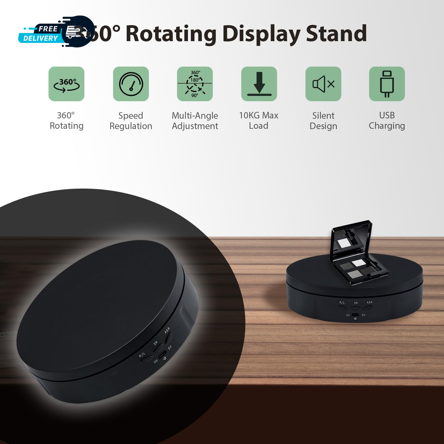 Motorized Rotating Display Stand,5.7Inch 360 Degree Electric Rotating