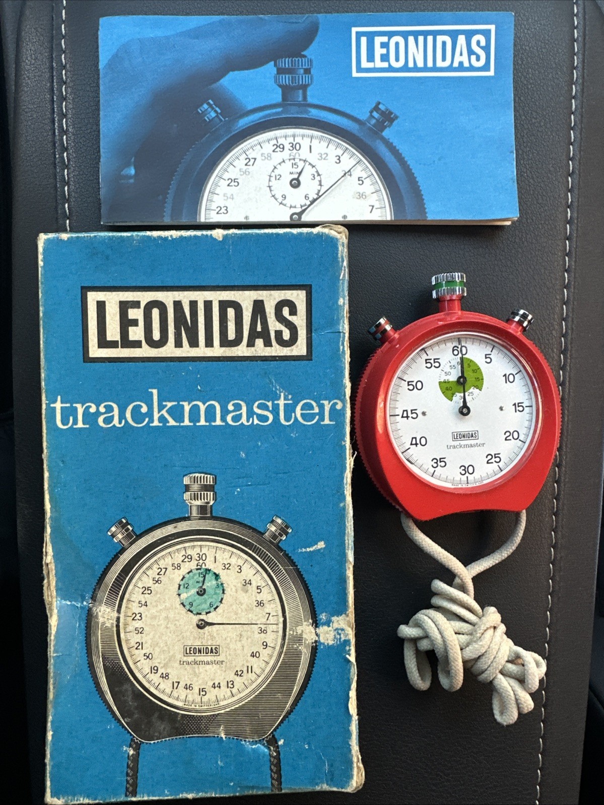 Vintage Leonidas Trackmaster Stopwatch Ref 8047 Swiss Made Silver 1970s Tested