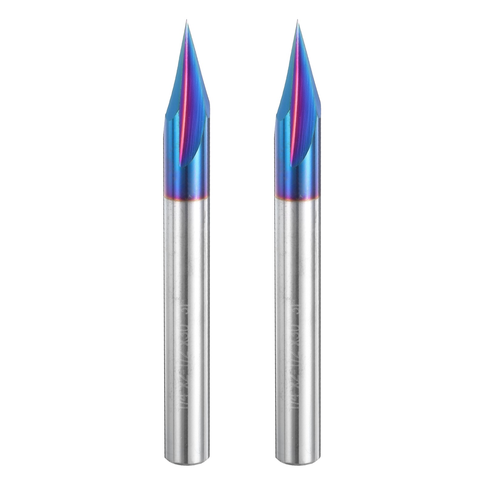30 Degree V Groove Engraving Router Bit 2 Pcs Tip and 3 Flutes 1/4 Inch Shank