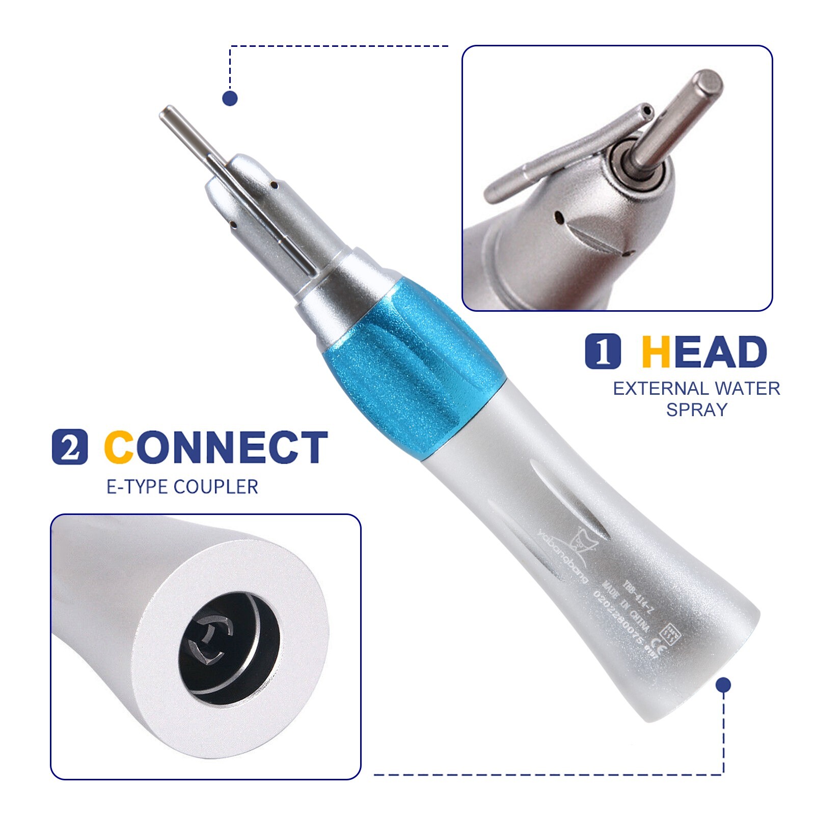 Surgical Dental Straight Handpiece 1:1 NoseCone External Irrigation Low Speed OR