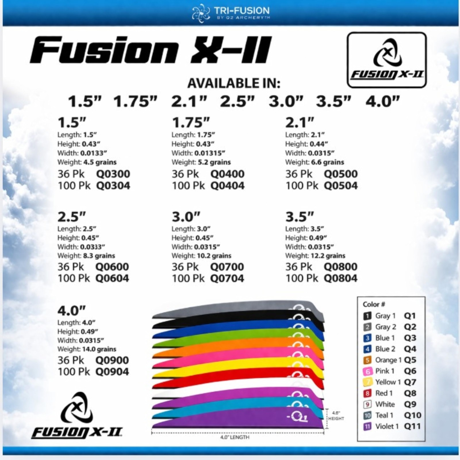 Q2i Arrow Vanes 3" Orange 36 Count