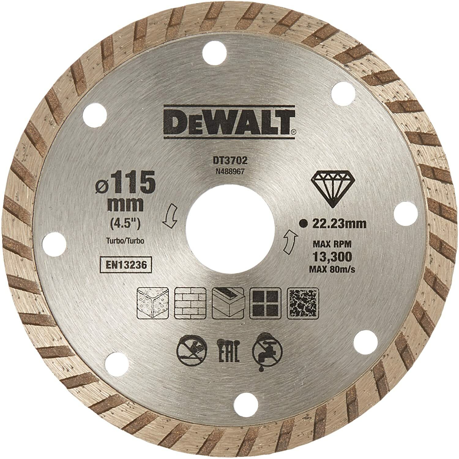 DeWalt  DT3702-QZ 4-1/2"  Dry/Wet Cutting Turbo Rim Diamond Blade