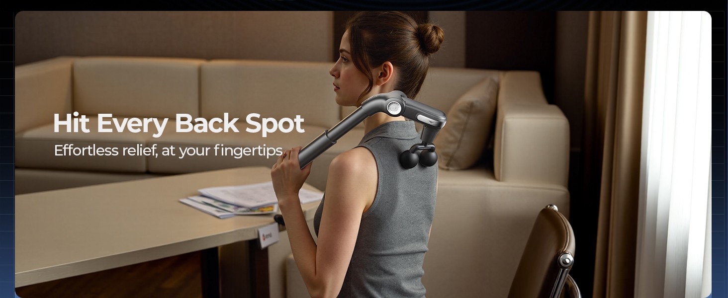 Foldable Massage Gun with Dual-Ball Head, Adjustable Head & Extendable Handle,