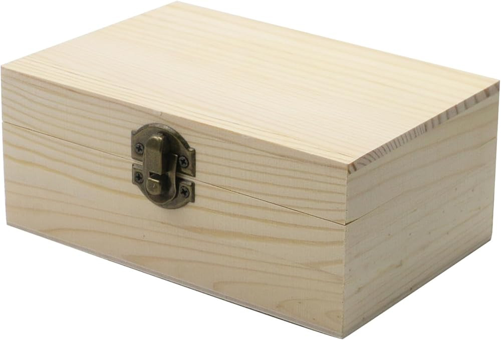 Cuboid 5.86"x3.9" Unfinished Wooden Box Natural Pine Wood DIY Craft Wooden Bo...