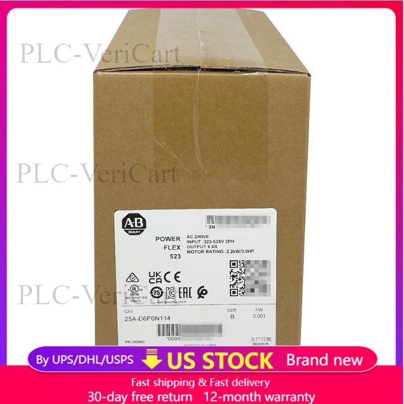 Allen-Bradley 25A-D6P0N114 PowerFlex 523 2.2kW (3Hp) AC Drive Surpl US Free Tax