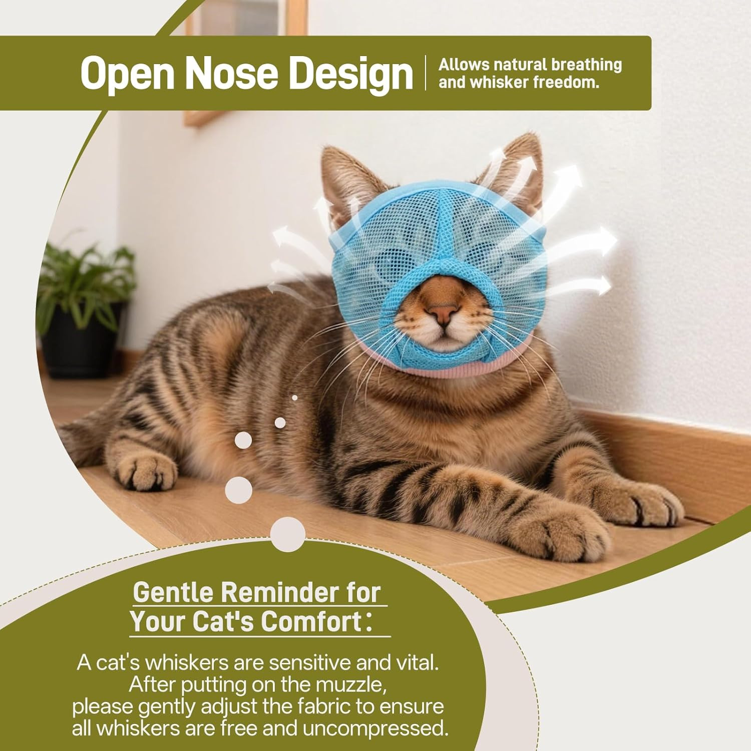 2Pcs Cat Muzzle for Grooming & Nail Trimming, Breathable Mesh Muzzles to Prevent
