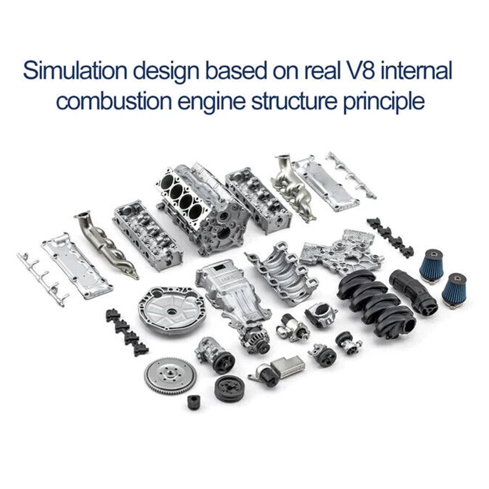 For Adults V8 Engine Full Assembly Model Kit Internal Combustion DIY Hobby USA