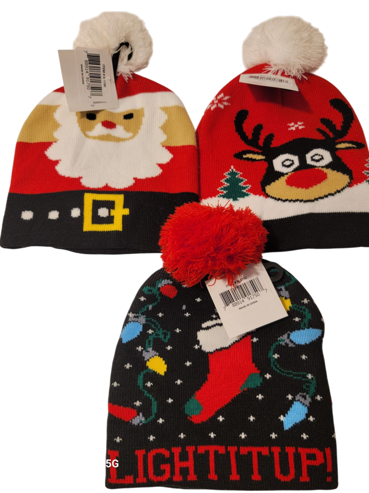 Lot of 3 new kids winter hats Christmas themes