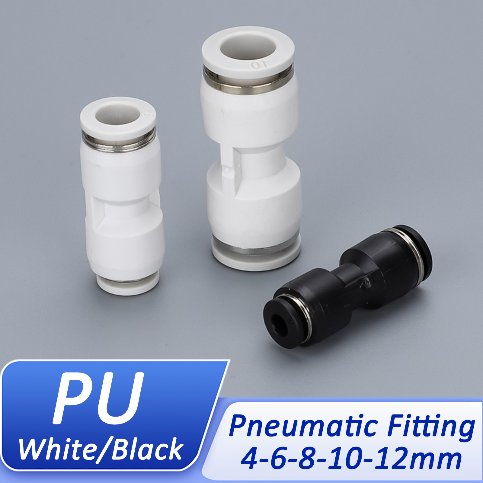 Push fit Pneumatic Equal Straight Connector for Compressed Air etc 4 6 8 10 12mm