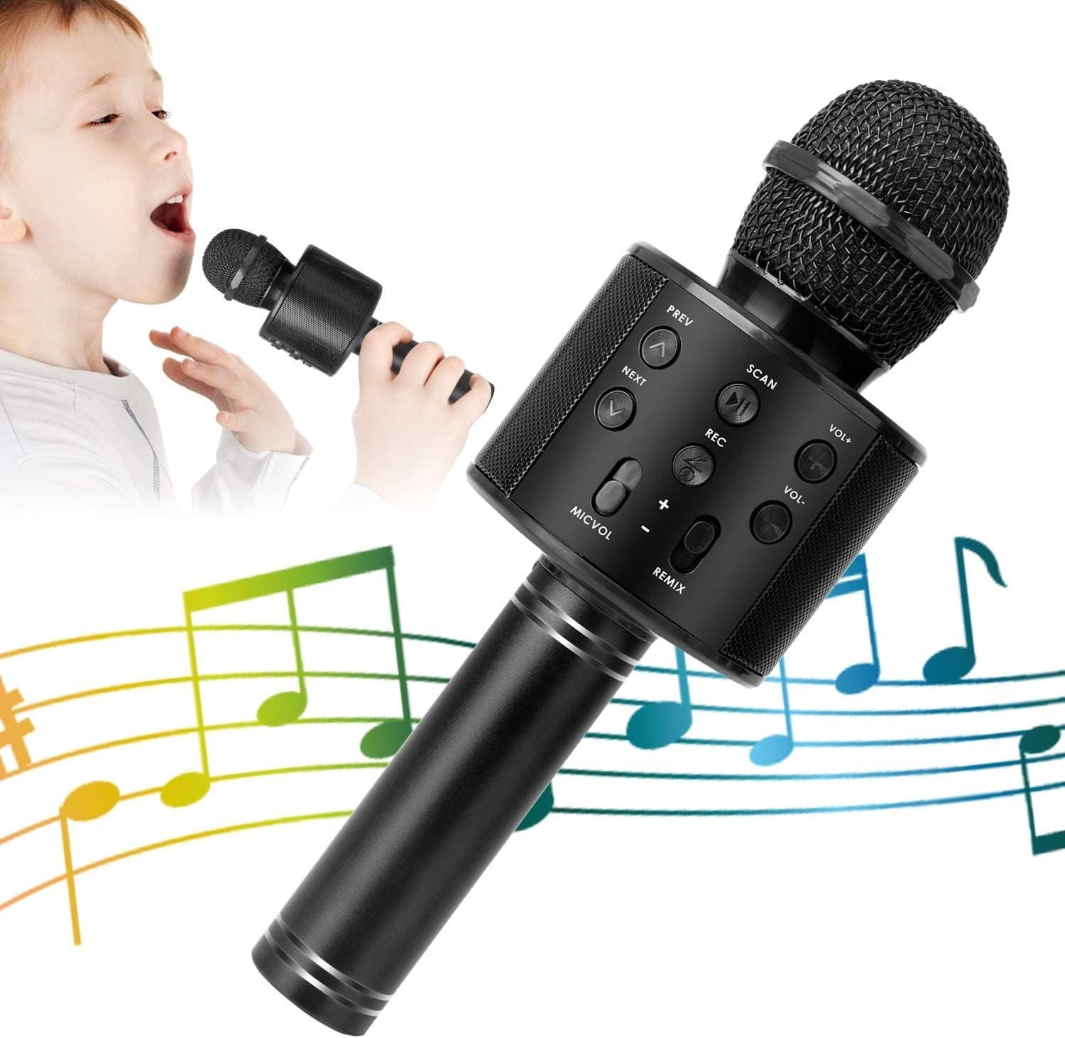 Versatile Wireless Karaoke Microphone with Adjustable FM Radio & Noise Reduction