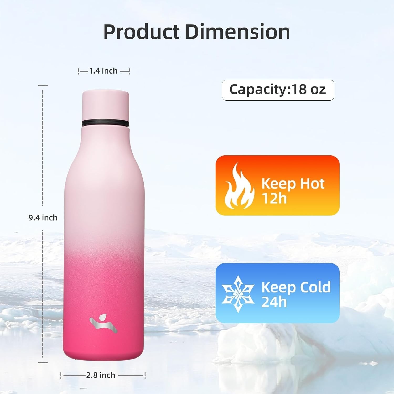 18 oz Leakproof Cherry Water Bottle - BPA-Free & Sweatproof for Everyday Use