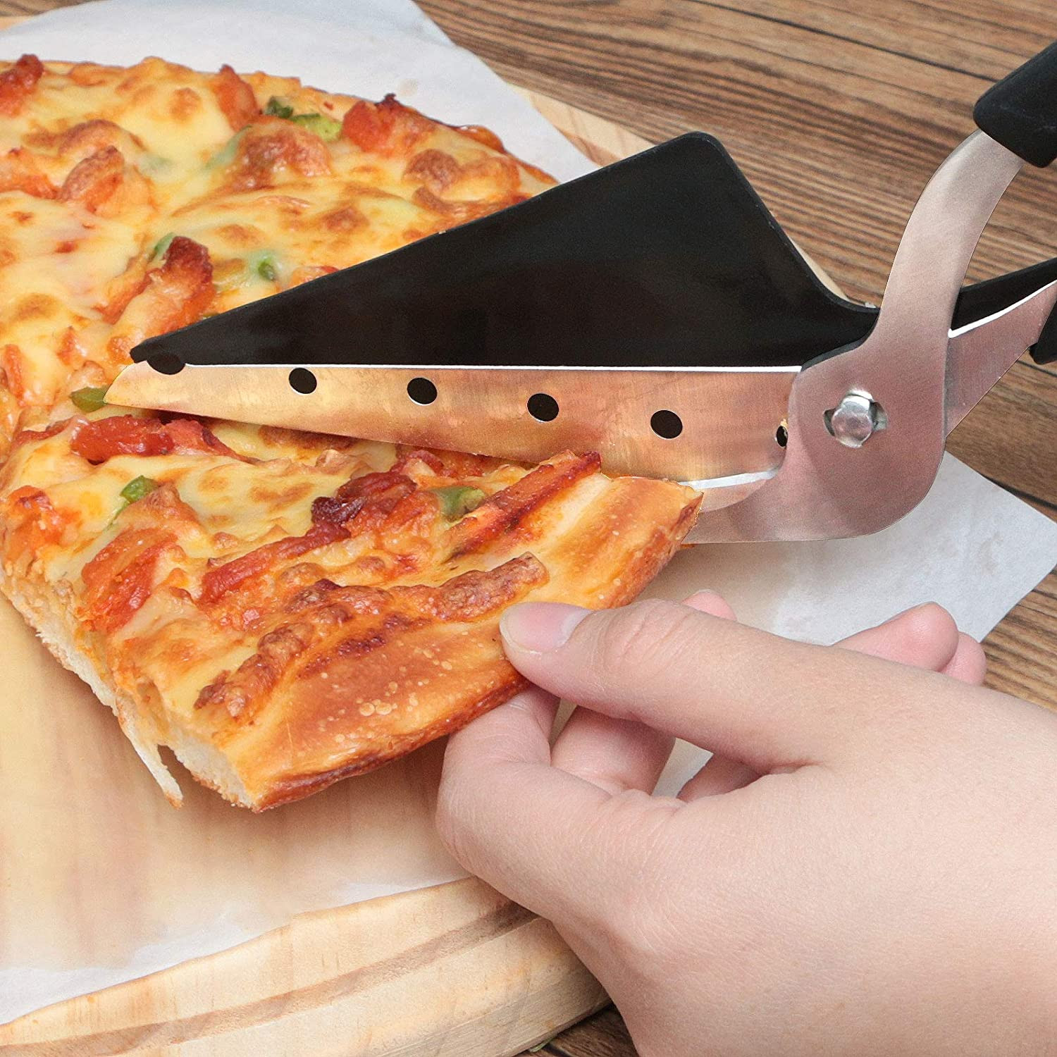 Pizza Scissors, Pizza Cutter, Ultra Sharp Detachable Blade with a Tray