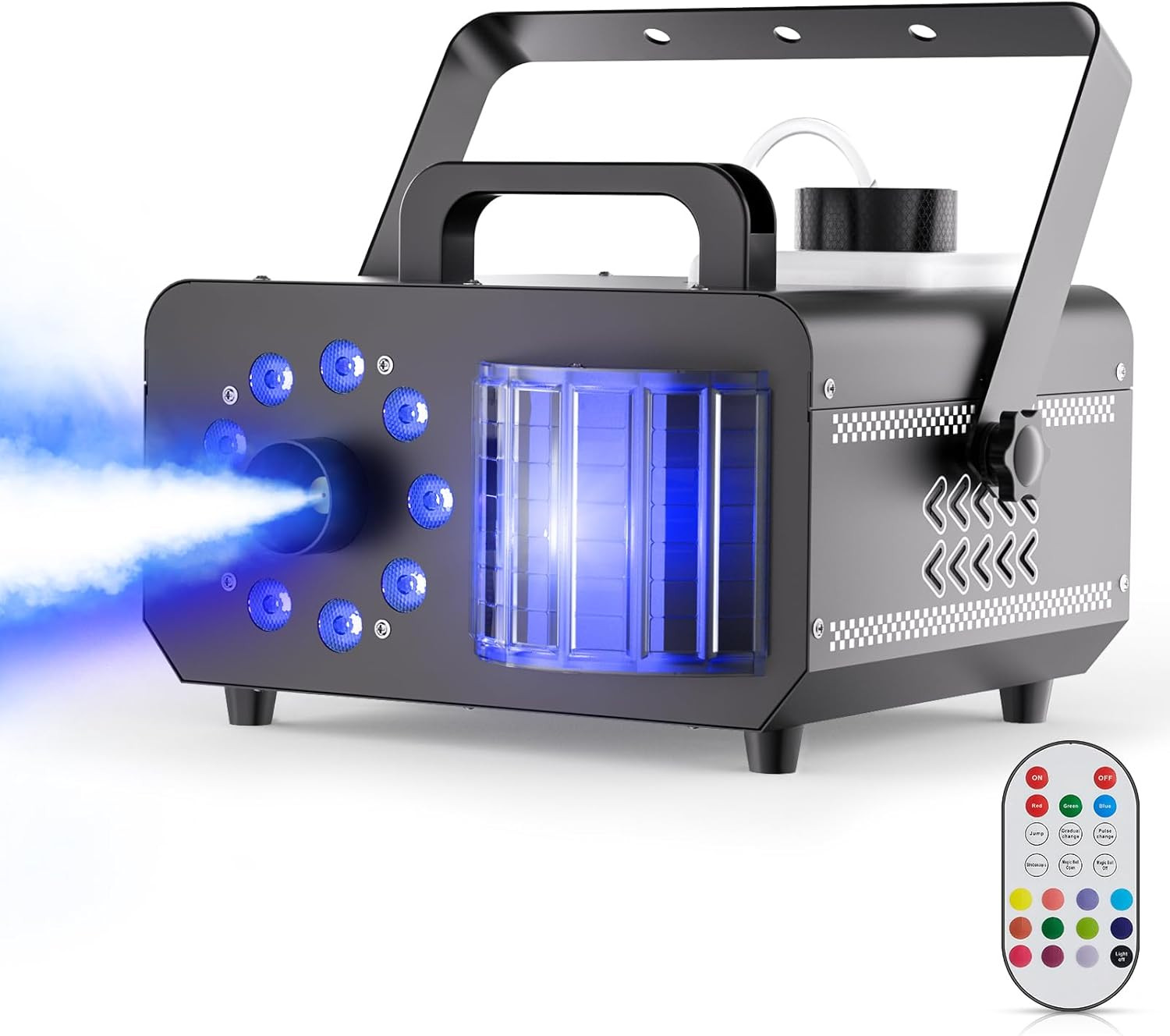 Maquina humo 1200w 3 en 1 rgb luces efectos dj tanque 1l fiesta boda halloween x