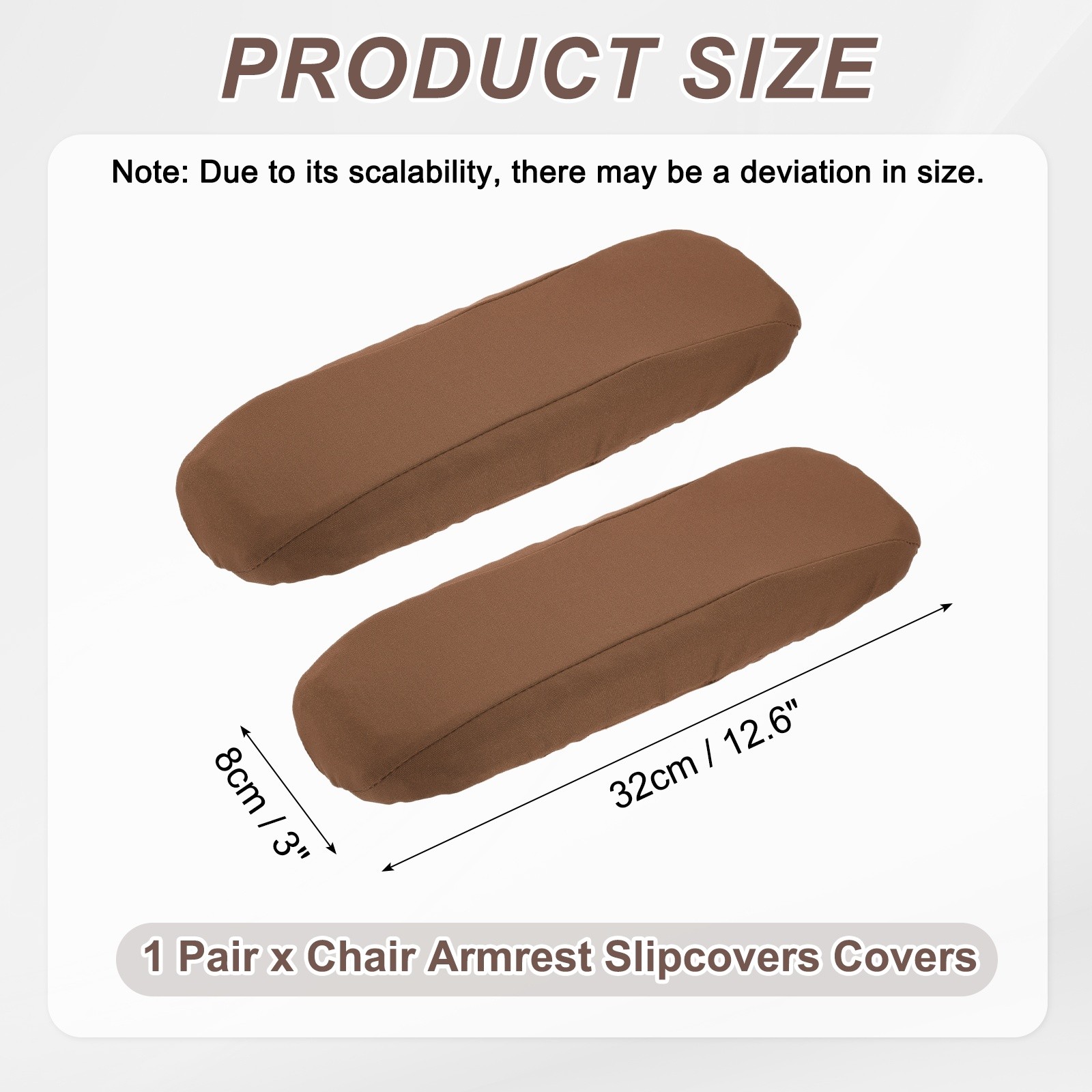Chair Armrest Slip Cover, 32 x 8cm Removable Seat Protector (Brown)