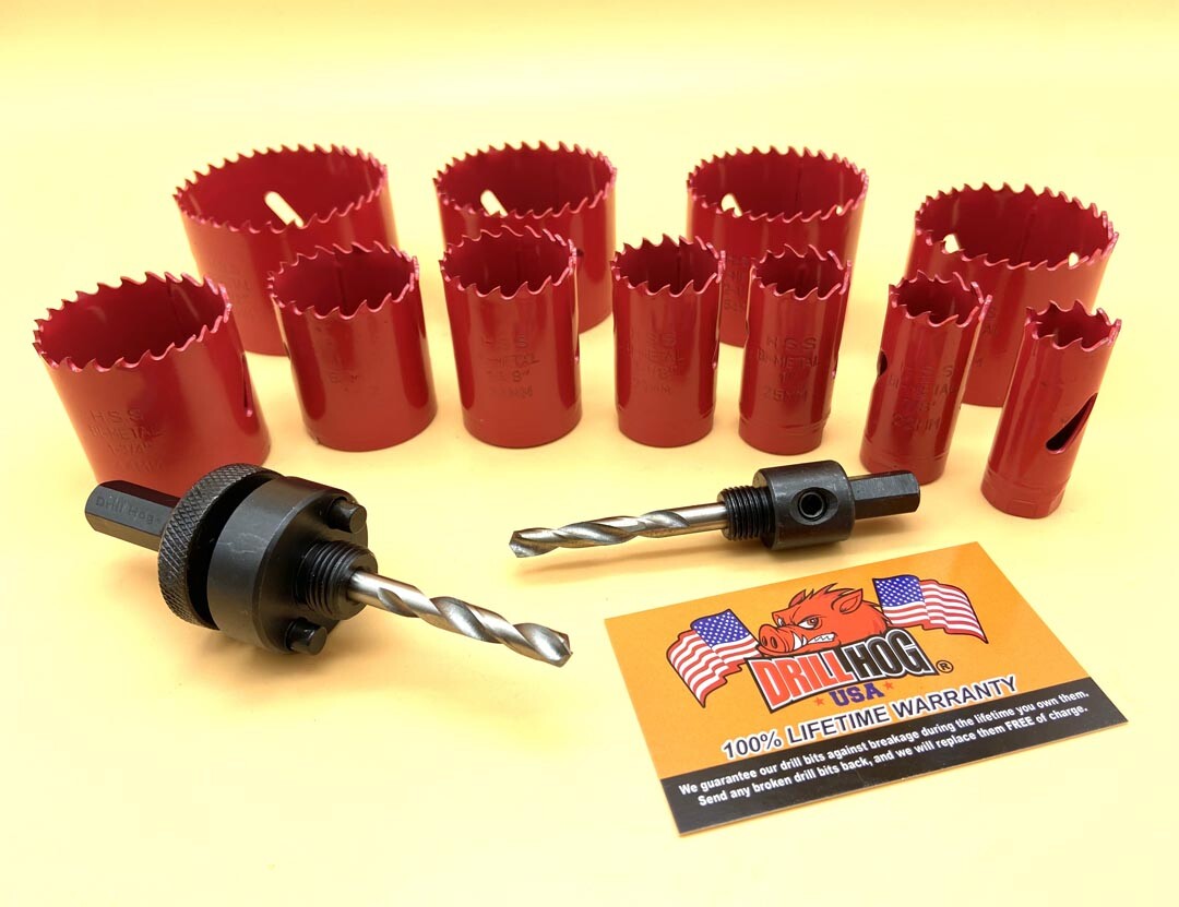 Drill Hog® Hole Saw Kit 7/8" to 2-1/2" Hole Cutter Set Holesaw Kit M7 11 Pcs