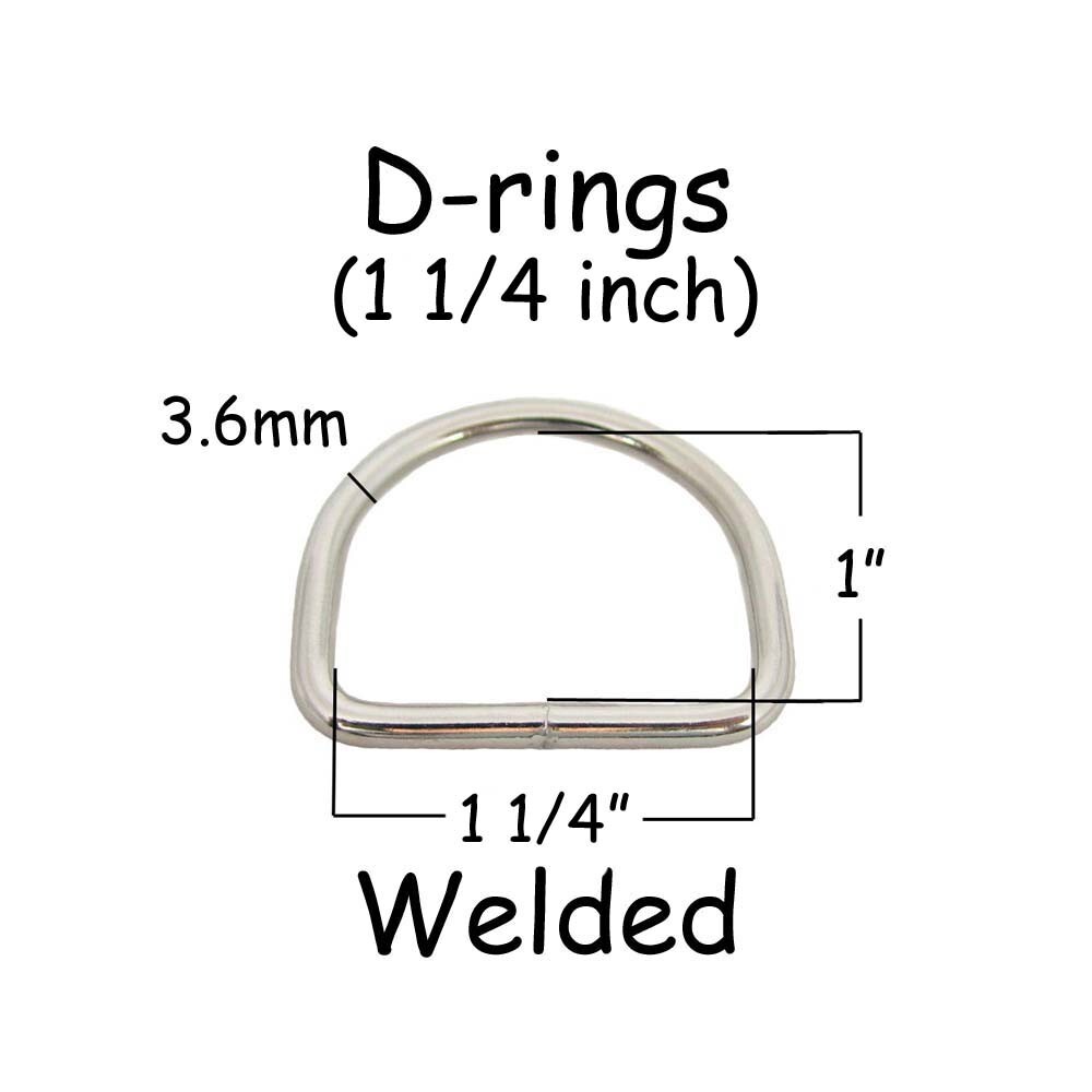10 Dee Rings - 1.25 Inch (1 1/4" - 32mm) Welded Nickel Plated Steel 7 gauge