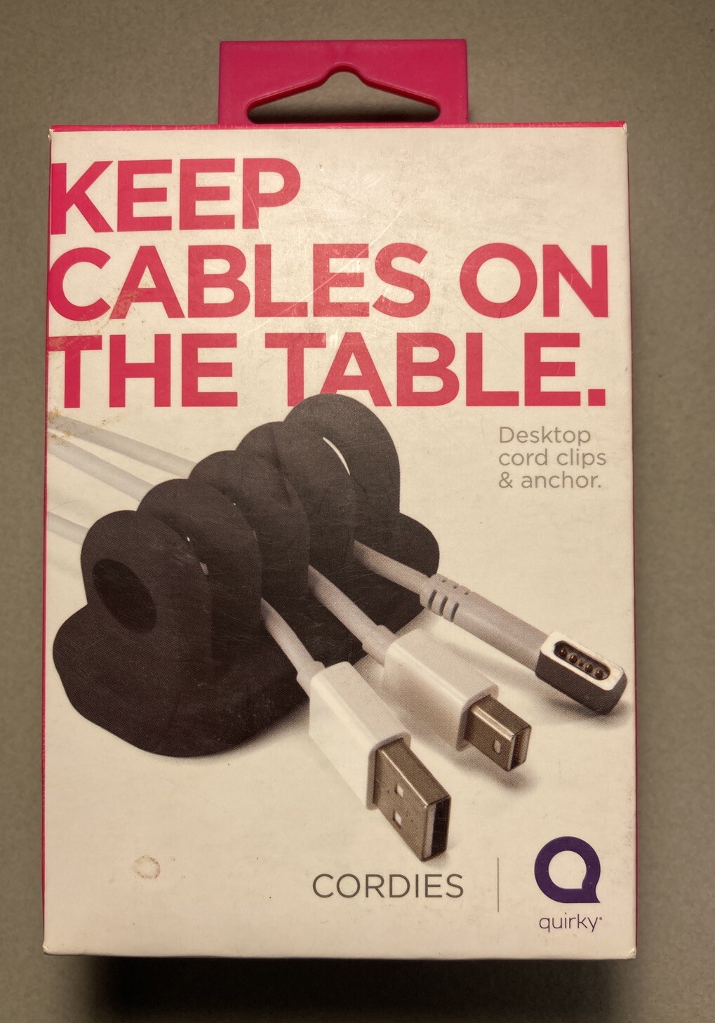 Quirky Cordies Keep Cables On The Table Desktop Cord Clips & Anchor
