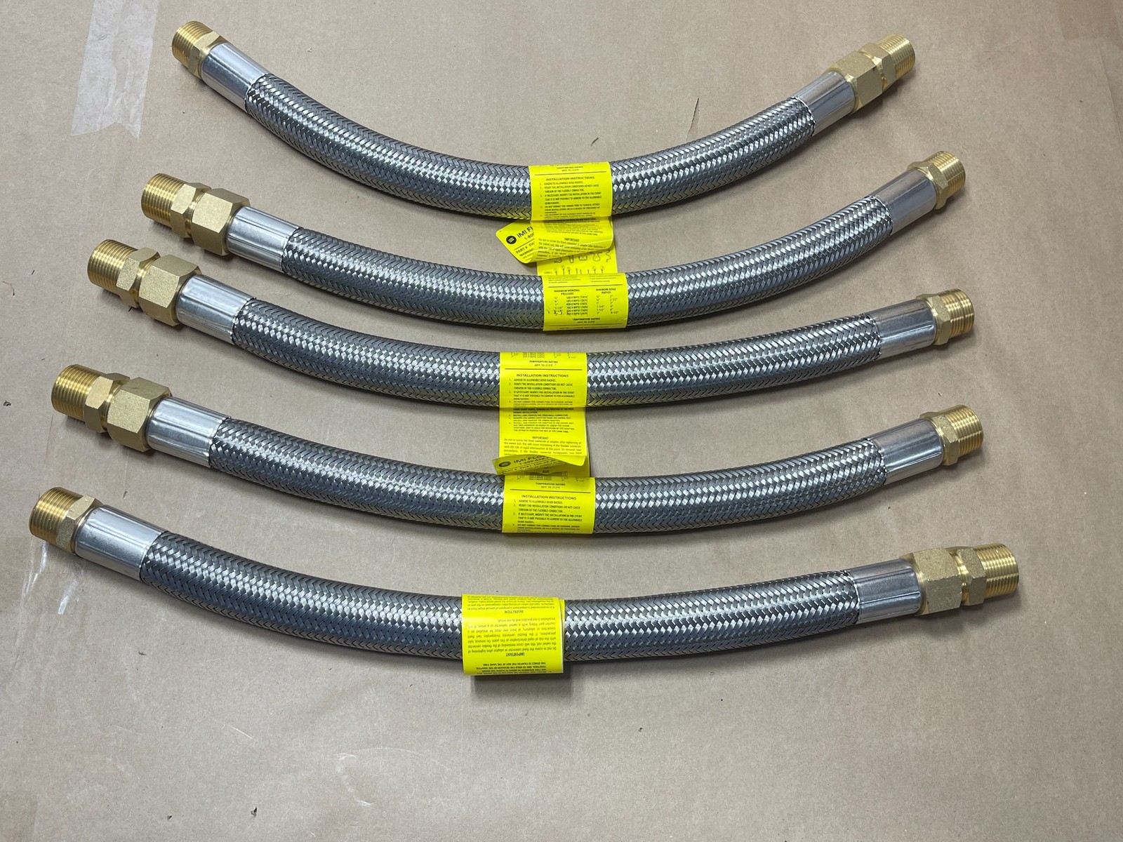 5x Lot IMI Hydronic Heating Cooling Hose Braided Stainless Steel 1.25" x 24"