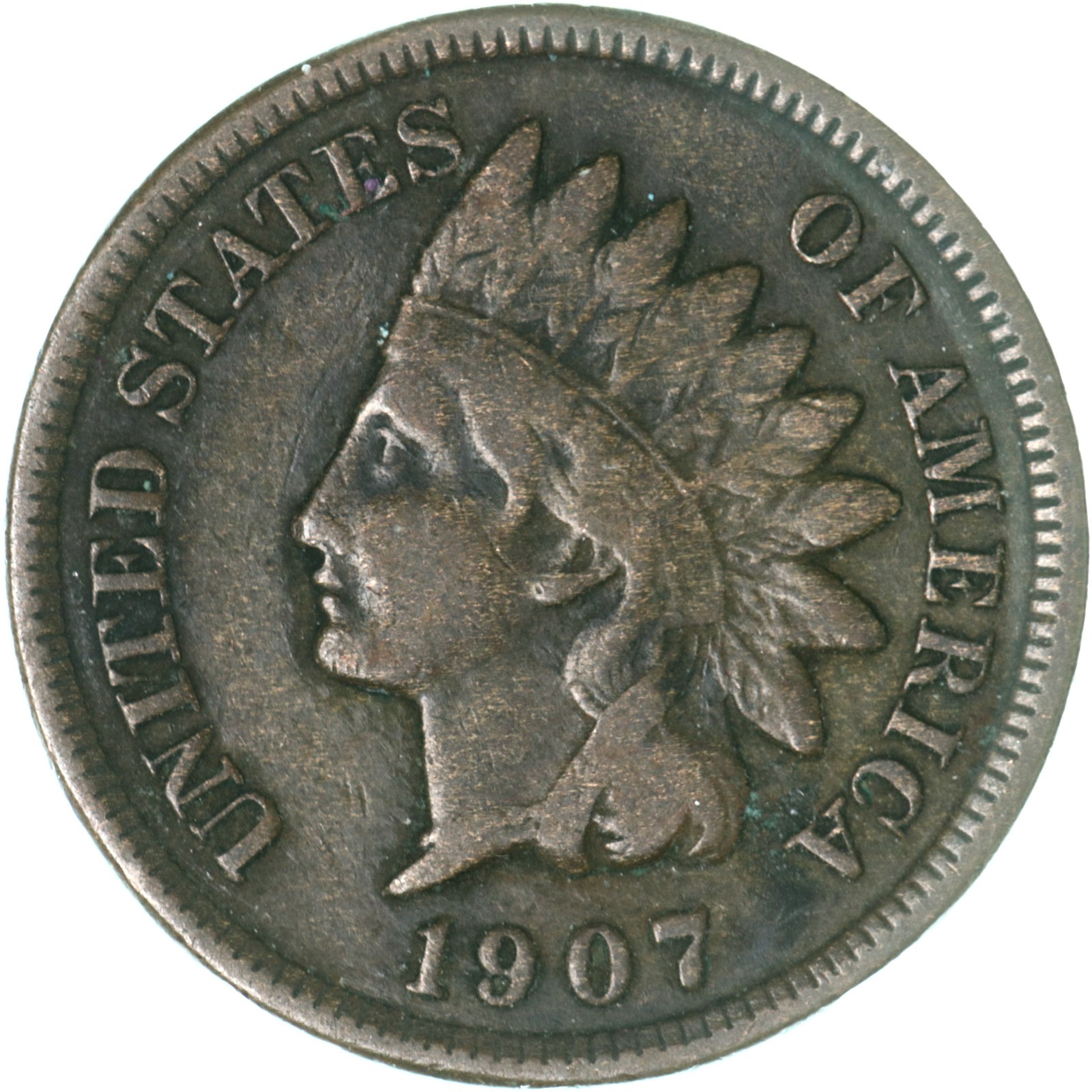1907 (P) Indian Head Cent Very Good Penny VG