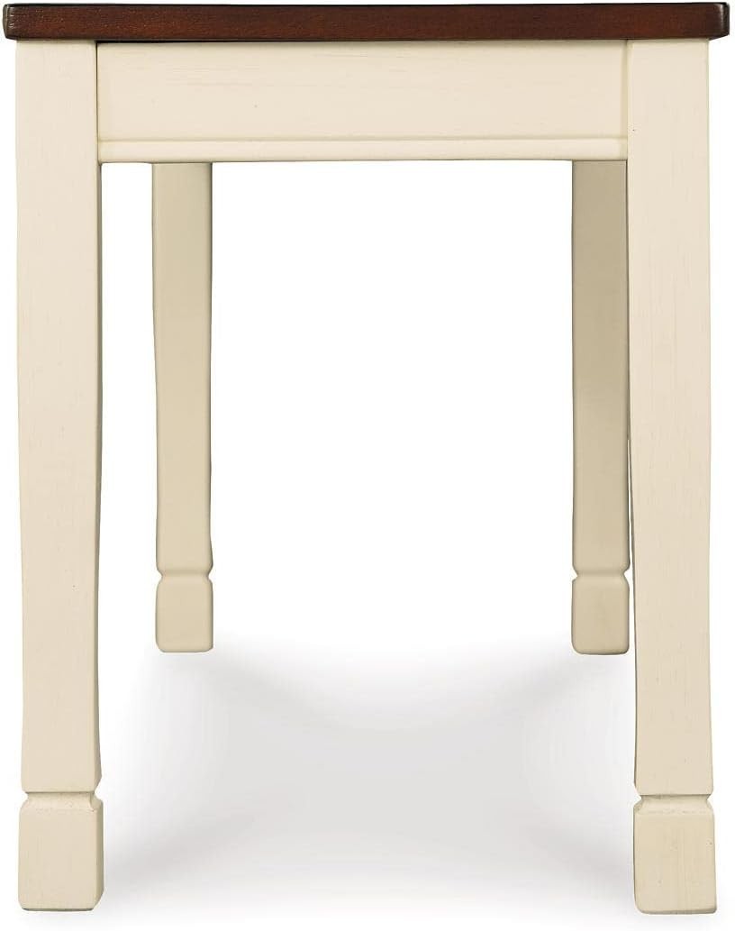 Farmhouse Rectangular Dining Bench Brown & Antique White