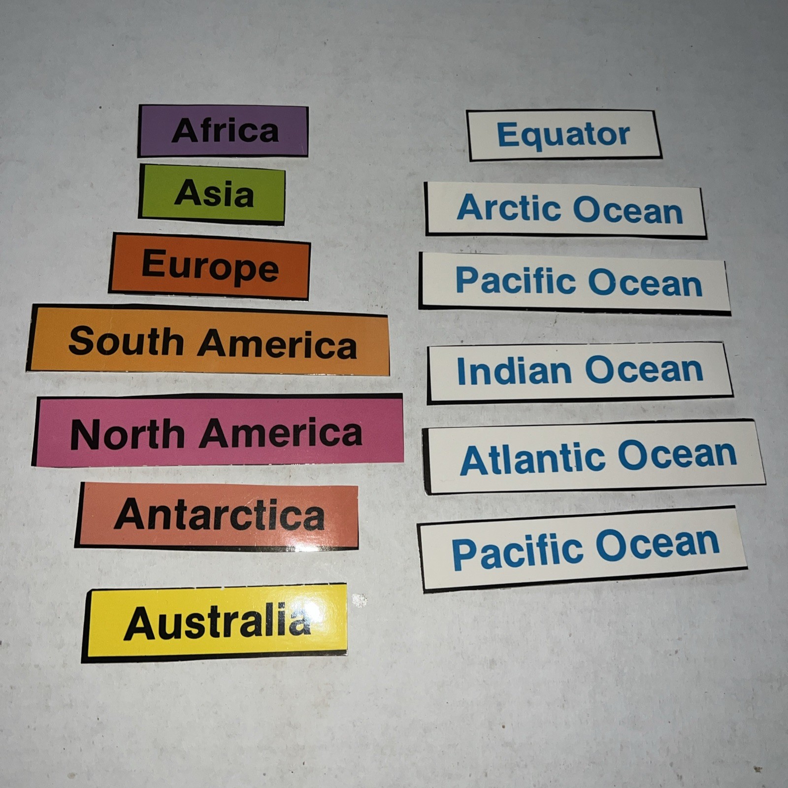 Continents and Oceans Bulletin Board Labels
