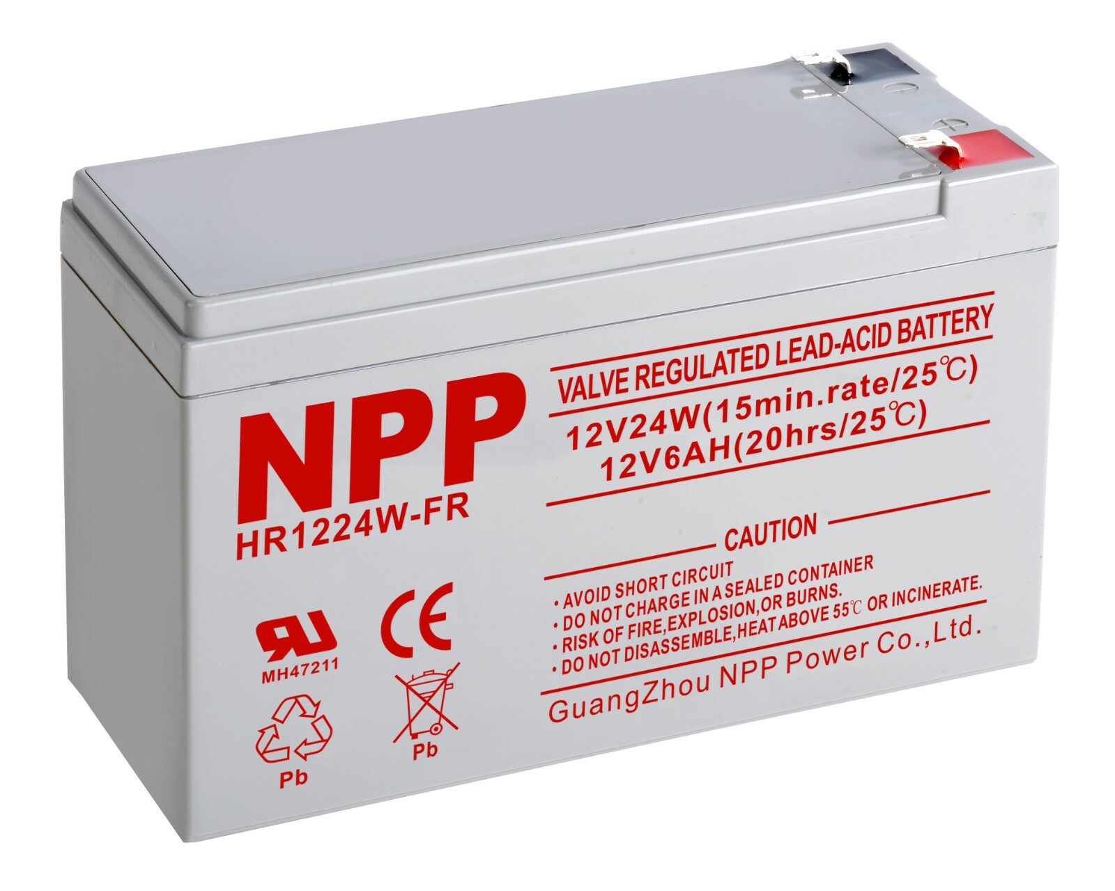 NPP HR1224W 24Watts / Cell 12V High Rate lead Acid UPS Battery 6Ah 6.5Ah