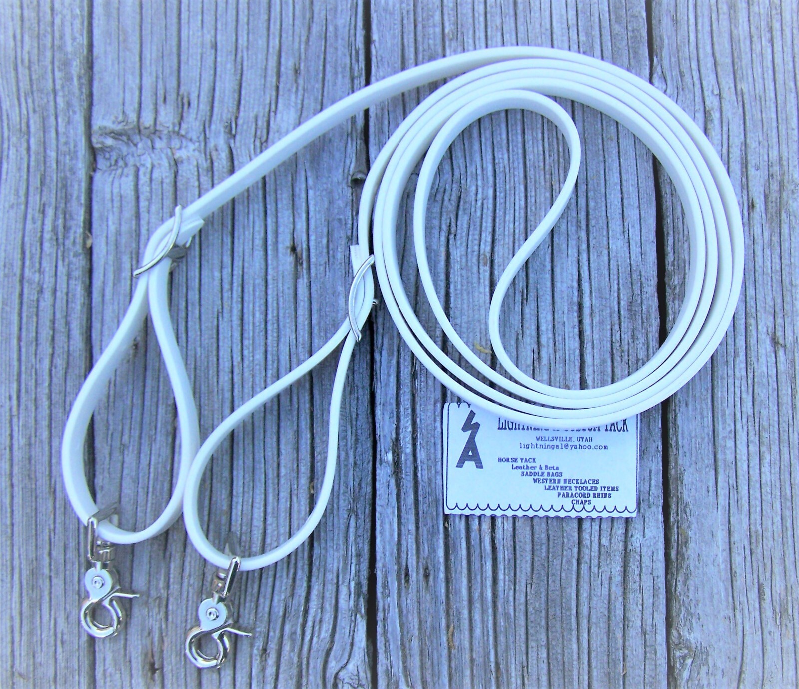 6', 8', 9' Reins Loop WHITE Bio-thane Rein Barrel Roping Contest Single 3/4"